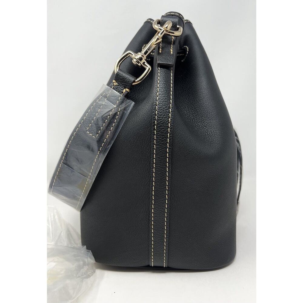 Dooney & Bourke Sorrento Drawstring Shoulder Bag BLACK Leather NWT $328 Bucket - Picture 14 of 16